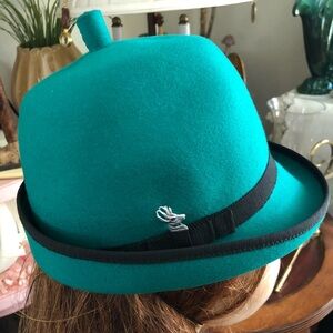 Vintage Teal Wool Hat
